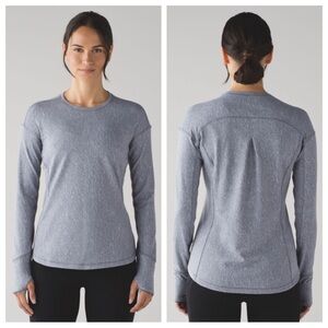 LULULEMON Outrun Long Sleeve Top Running Luon Suited Jacquard Artic Grey Rulu